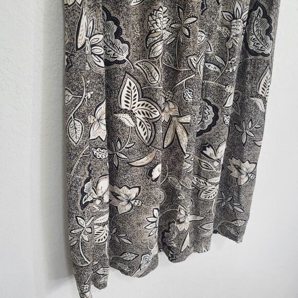 Modiano Skirt Womens 16 Floral Black Brown Vintage 80s A Line Cottage Casual - Picture 10 of 10